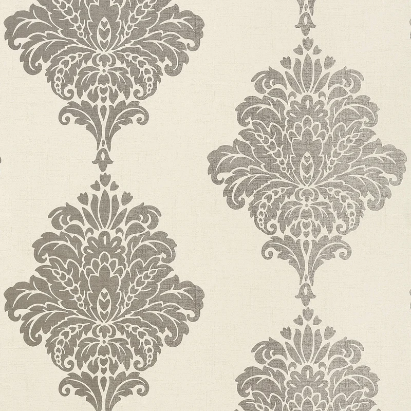 Thibaut Arturo Damask — Metallic Silver wallpaper