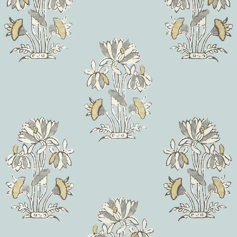 Thibaut Lily Flower — Spa Blue Wallpaper wallpaper in Spa Blue