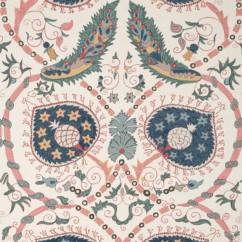 Thibaut Lewis — Coral and Blue Non Woven wallpaper in Coral and Blue