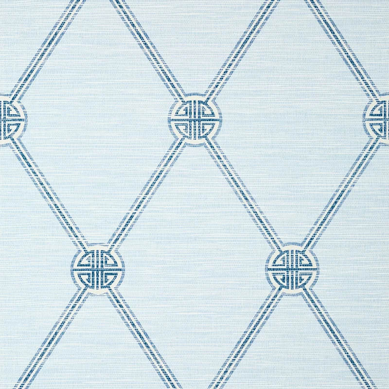 Thibaut Turnberry Trellis — Spa Blue Embossed Vinyl on Non Woven wallpaper in Spa Blue