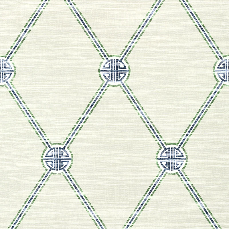 Thibaut Turnberry Trellis — Beige and Green Embossed Vinyl on Non Woven wallpaper in Beige and Green