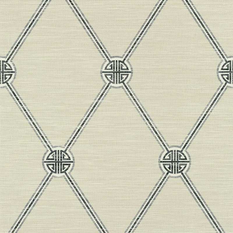 Thibaut Turnberry Trellis — Charcoal Embossed Vinyl on Non Woven wallpaper in Charcoal