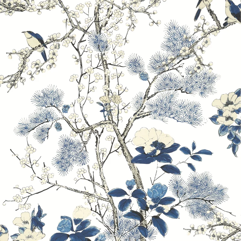 Thibaut Katsura — Blue and White Non Woven wallpaper in Blue and White