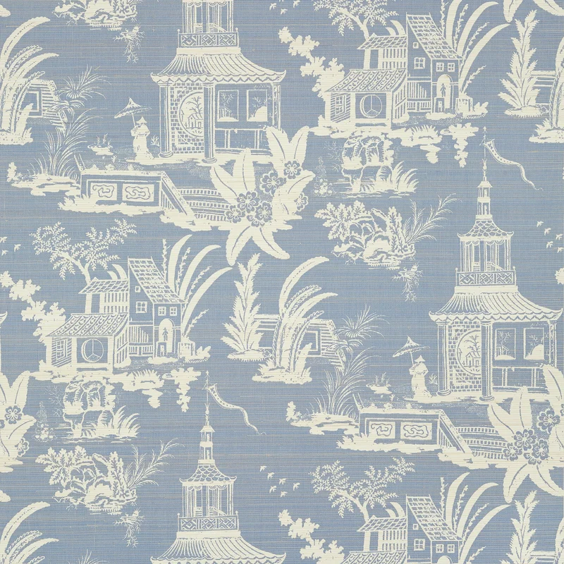 Thibaut Empress Court — Blue Abaca on Non Woven wallpaper in Blue