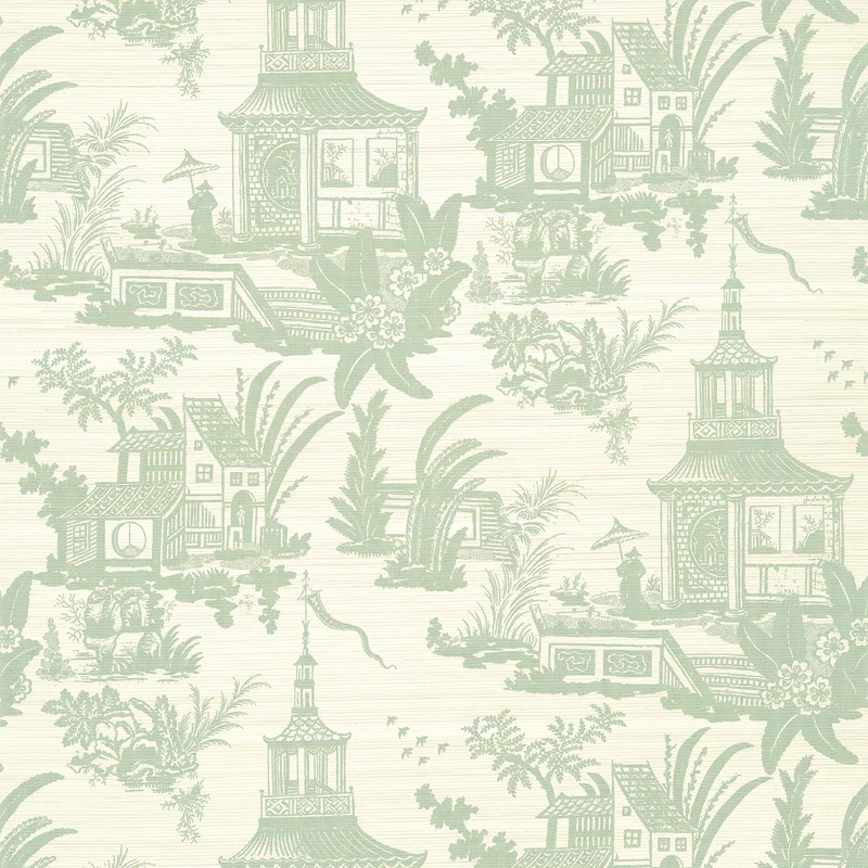 Thibaut Empress Court — Mist Abaca on Non Woven wallpaper in Mist