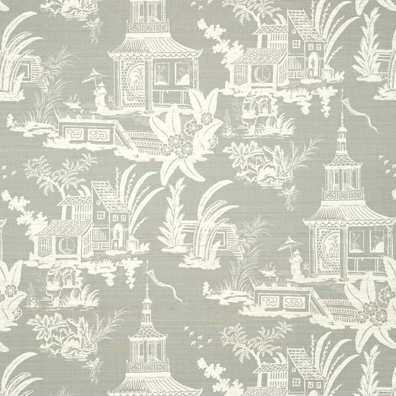 Thibaut Empress Court — Grey Abaca on Non Woven wallpaper in Grey