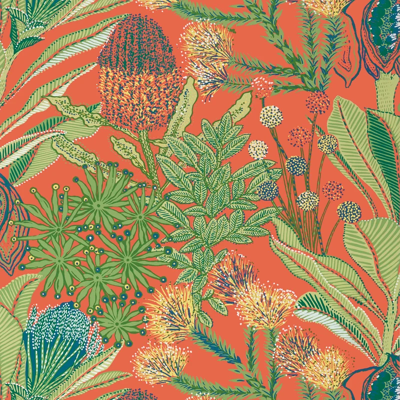 Thibaut Protea — Coral Wallpaper wallpaper in Coral