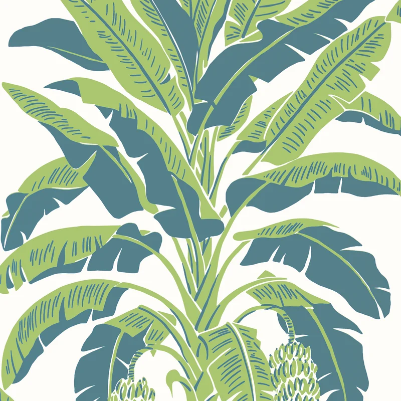 Thibaut Banana Tree — Green and Blue wallpaper