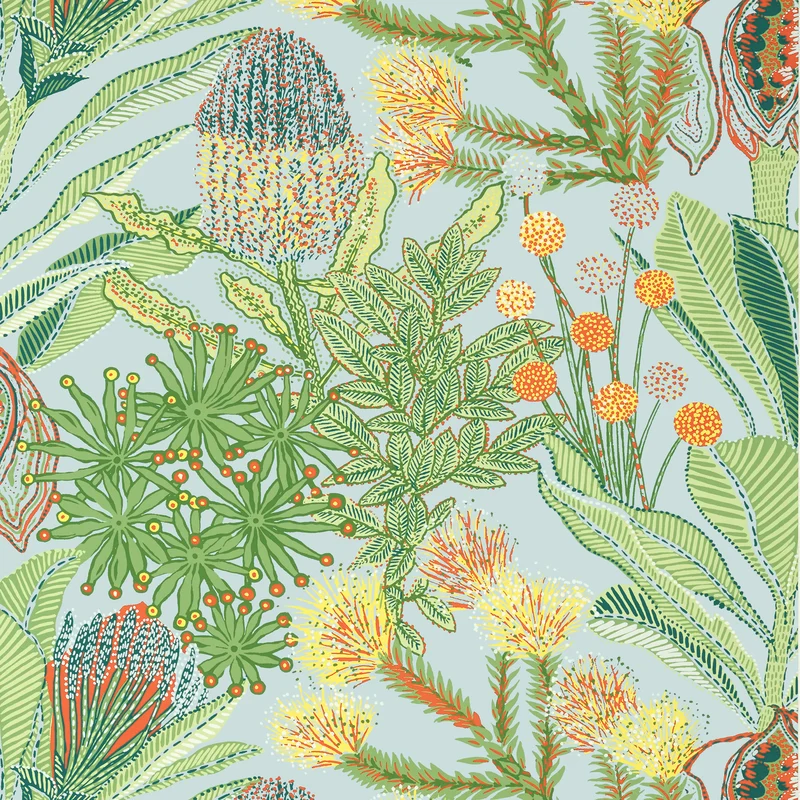 Thibaut Protea — Light Blue Wallpaper wallpaper in Light Blue