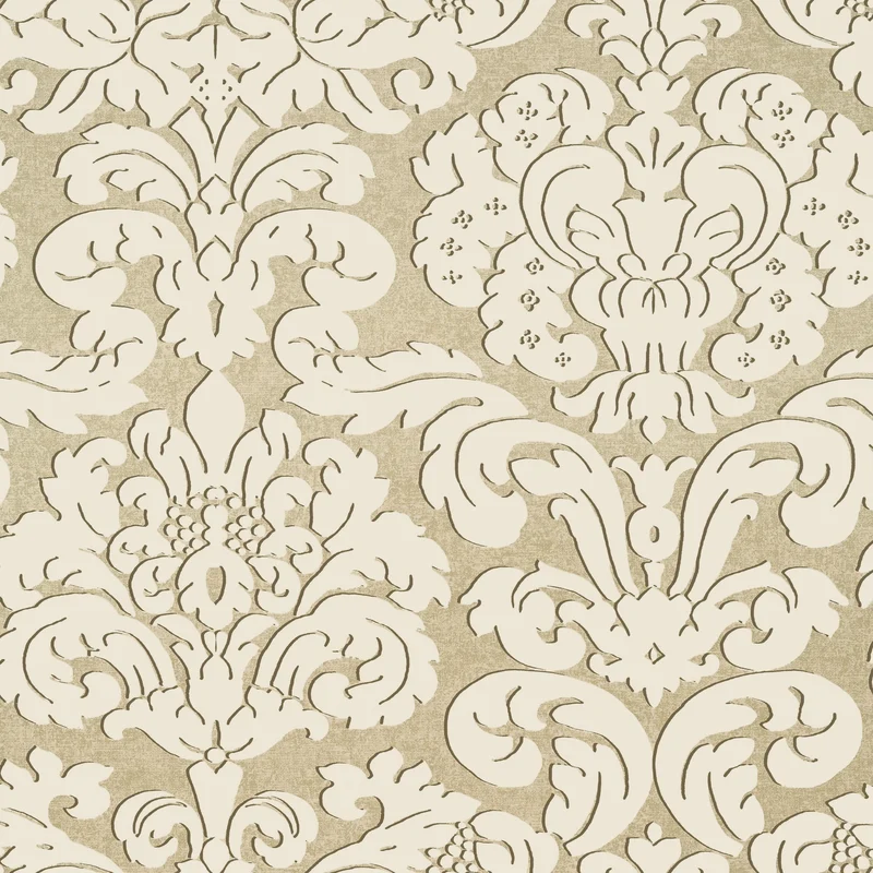 Thibaut Trelawny Damask — Beige Wallpaper wallpaper in Beige