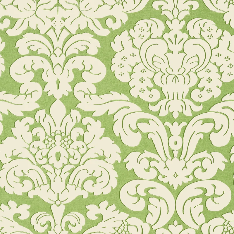 Thibaut Trelawny Damask — Green Wallpaper wallpaper in Green