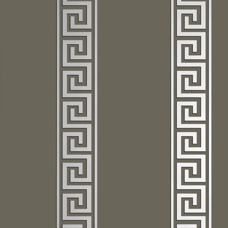 Thibaut Andreas Stripe — Metallic Silver on Charcoal Wallpaper wallpaper in Metallic Silver on Charcoal
