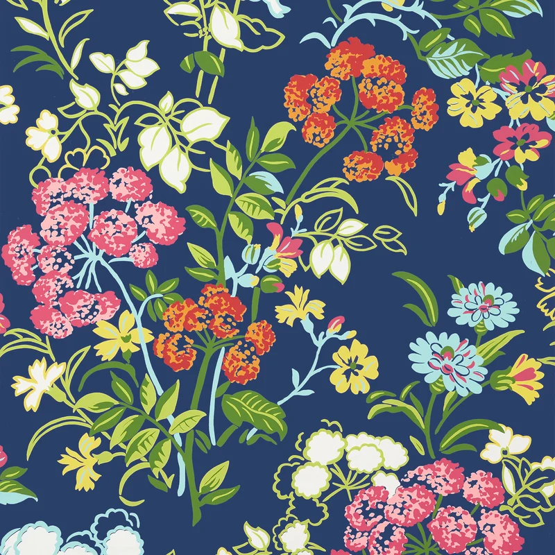 Thibaut Spring Garden — Navy Wallpaper wallpaper in Navy