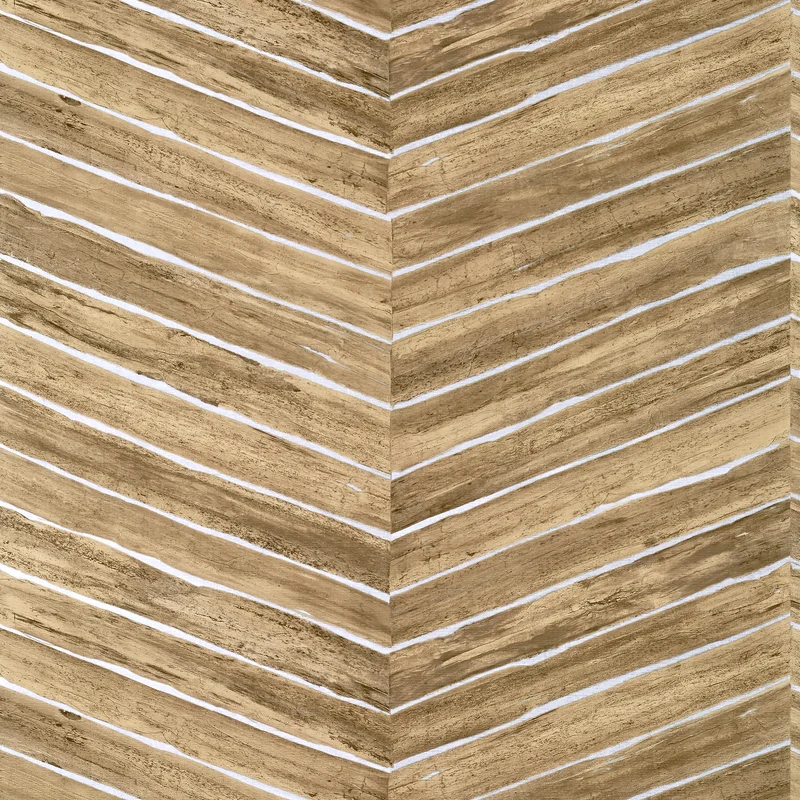 Thibaut Wood Herringbone — Natural on Metallic Silver Embossed Vinyl on Non Woven wallpaper in Natural on Metallic Silver