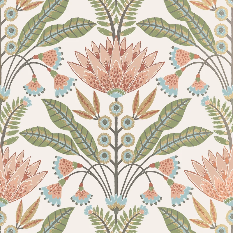 Thibaut Lotus — Apricot Wallpaper wallpaper in Apricot