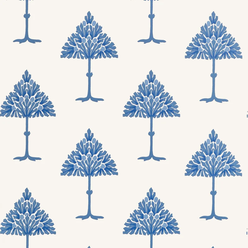 Thibaut May Tree — Blue and White Non Woven wallpaper in Blue and White