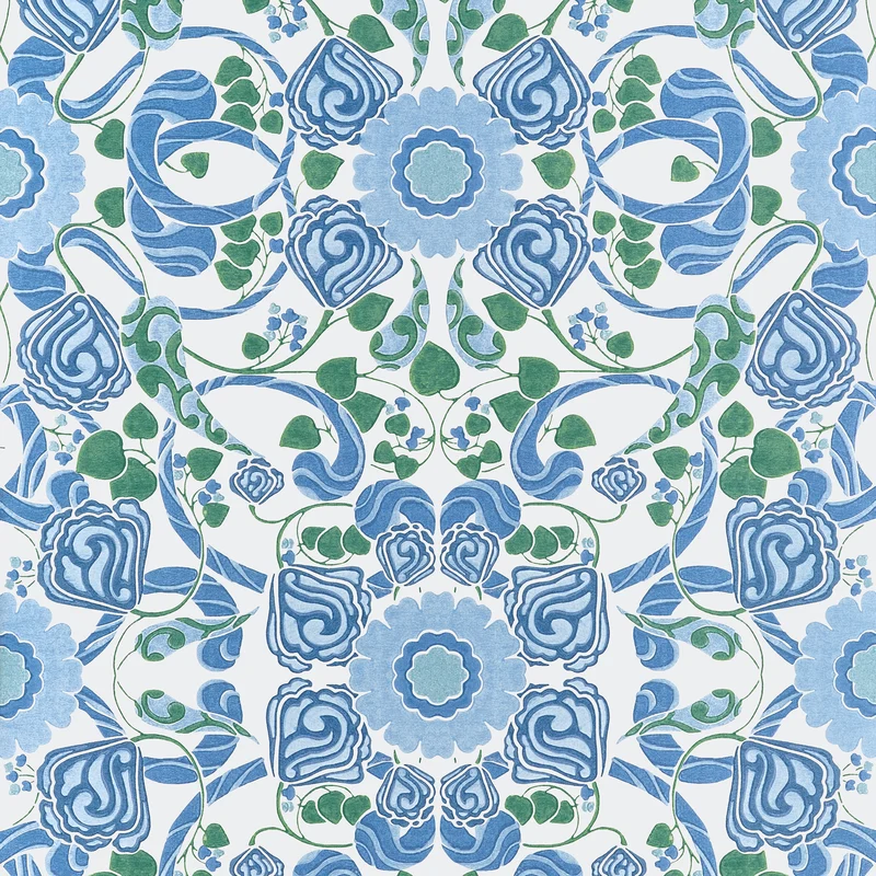Thibaut Margaux — Blue and Green Non Woven wallpaper in Blue and Green