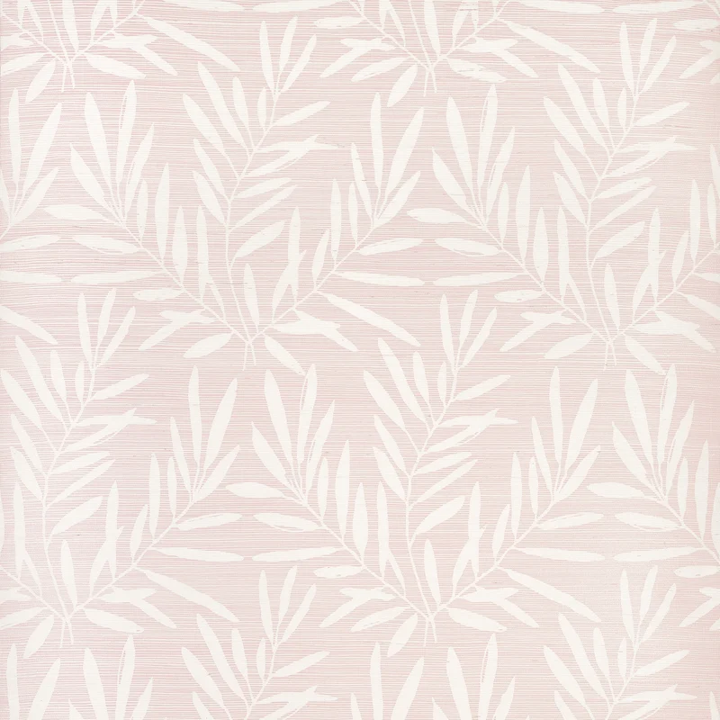 Thibaut Summer Leaves — Blush Sisal on Non Woven wallpaper in Blush