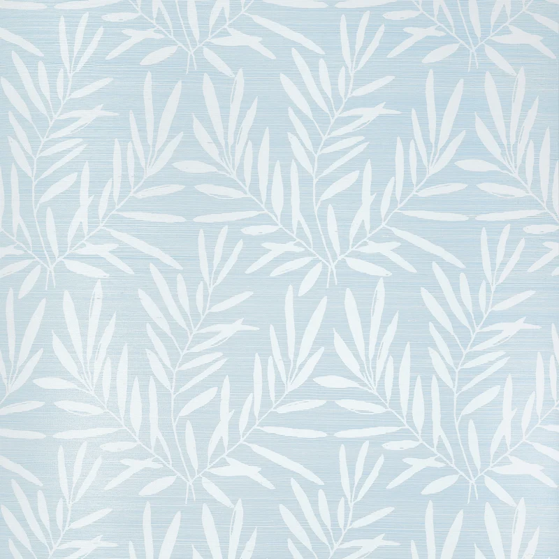 Thibaut Summer Leaves — Light Blue Sisal on Non Woven wallpaper in Light Blue