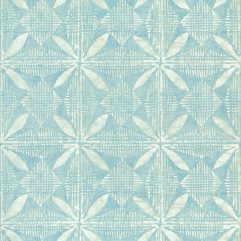 Thibaut Tortuga Batik — Turquoise Non Woven wallpaper in Turquoise