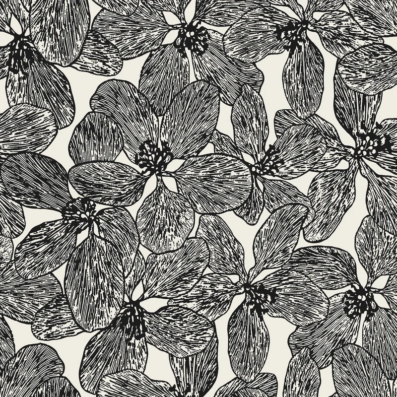 Thibaut Island Orchid — Black and White Non Woven wallpaper in Black and White