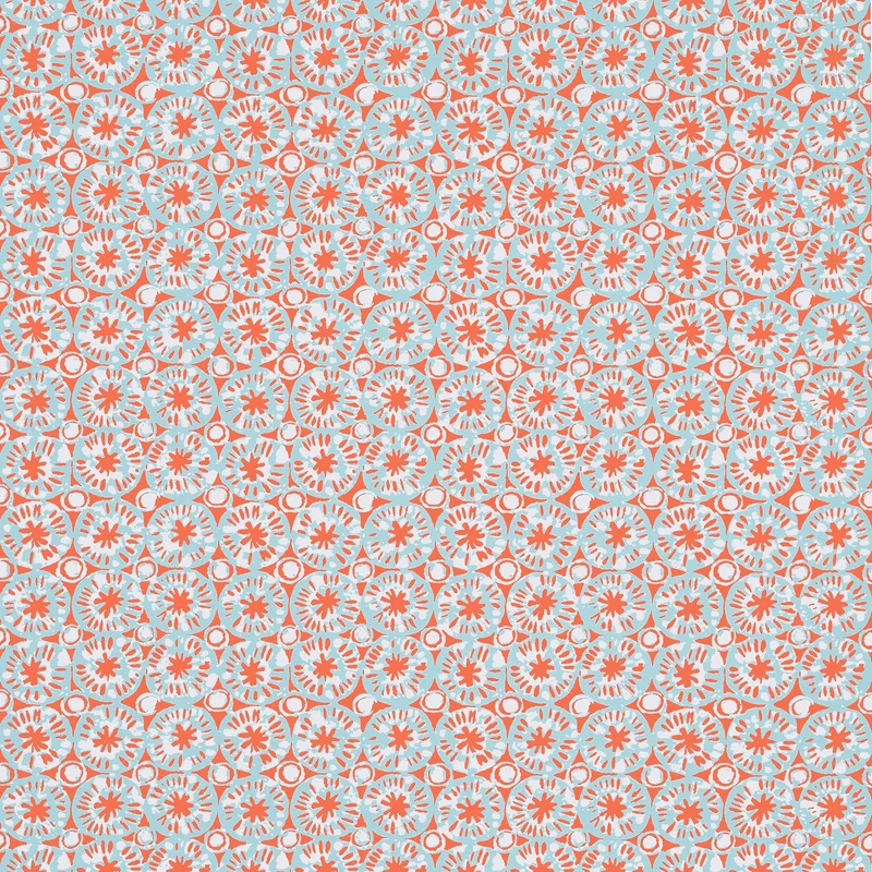 Thibaut Sand Dollar — Coral and Blue Non Woven wallpaper in Coral and Blue