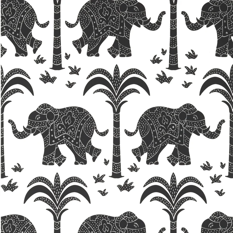 Thibaut Elephant — Black Wallpaper wallpaper in Black