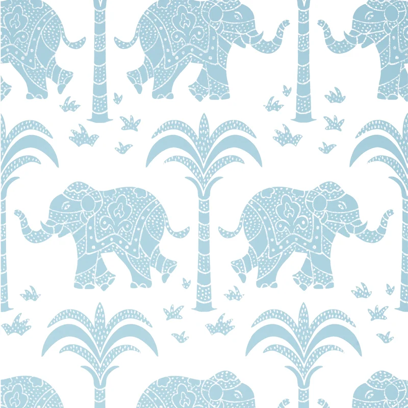 Thibaut Elephant — French Blue Wallpaper wallpaper in French Blue