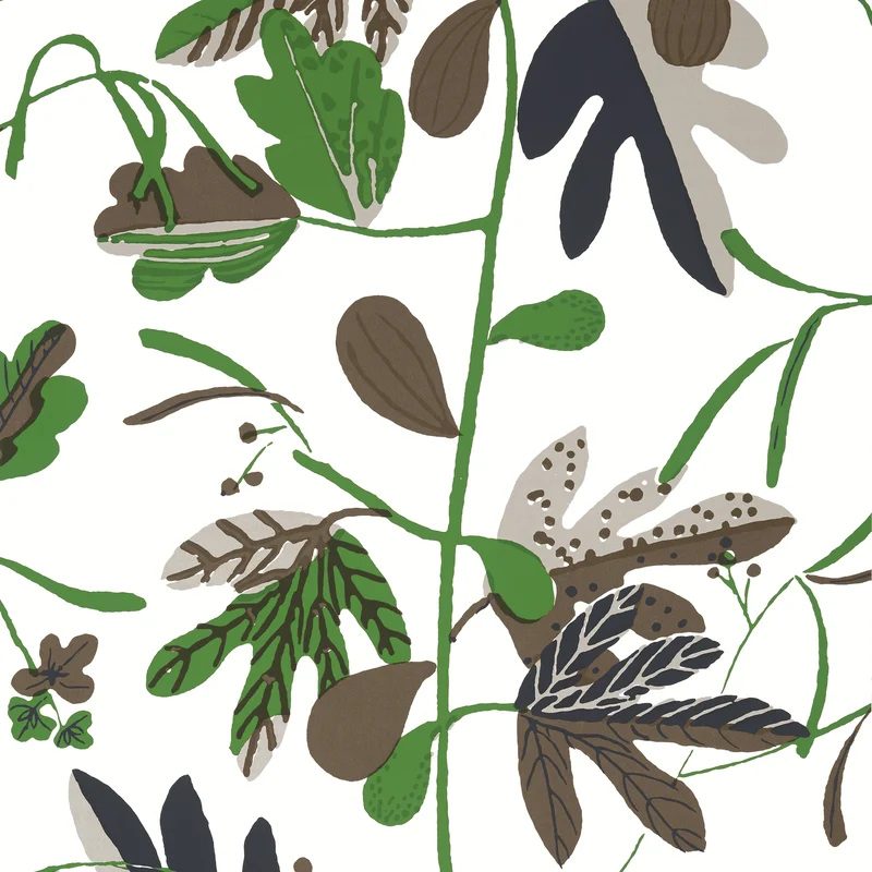Thibaut Matisse Leaf — Black and Green Wallpaper wallpaper in Black and Green