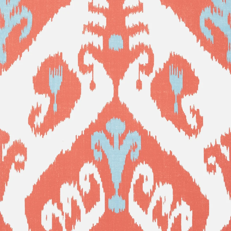 Thibaut Indies Ikat — Coral Wallpaper wallpaper in Coral