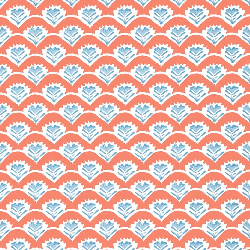 Thibaut Emily — Coral and Blue Wallpaper wallpaper in Coral and Blue
