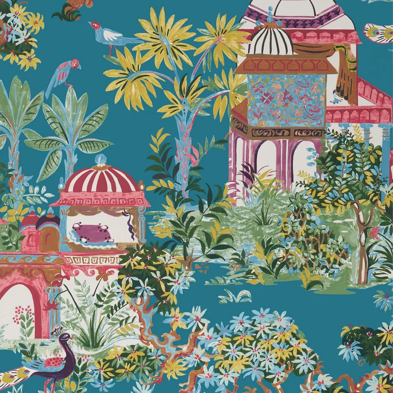 Thibaut Mystic Garden — Teal Non Woven wallpaper in Teal
