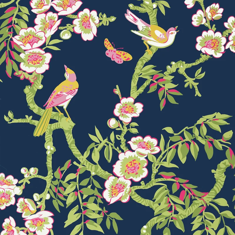 Thibaut Yukio — Navy and Pink Wallpaper wallpaper in Navy and Pink