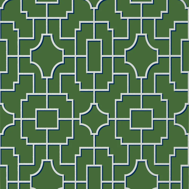 Thibaut Fretwork — Emerald wallpaper