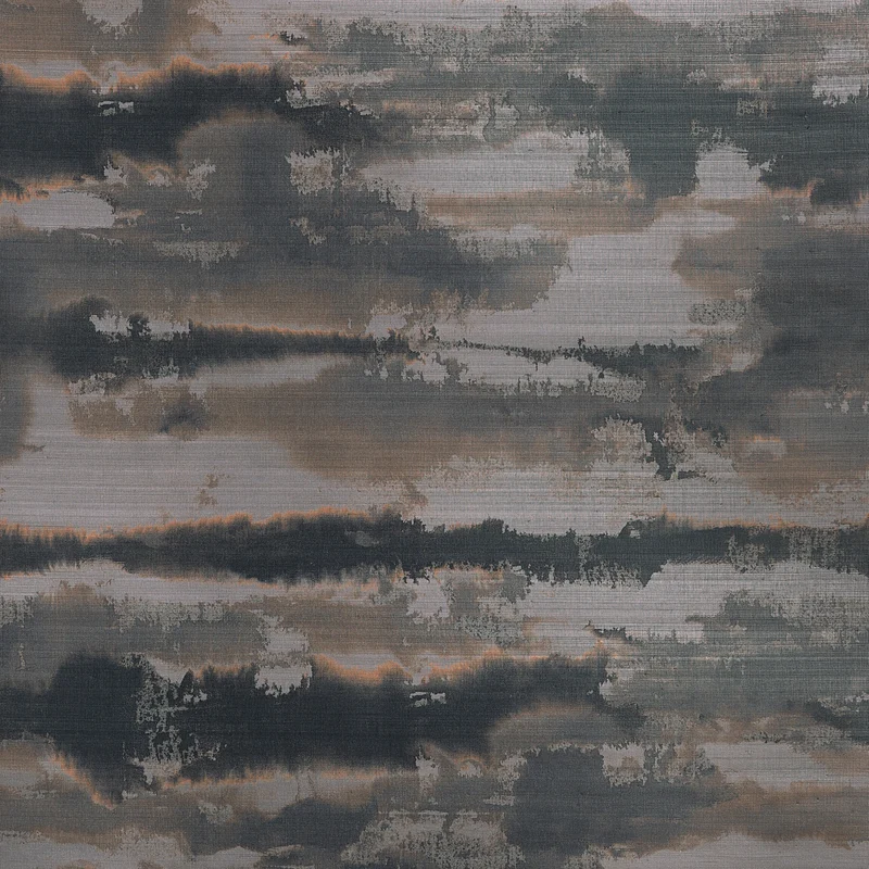 Thibaut Silver Lining — Graphite Abaca on Foil wallpaper in Graphite