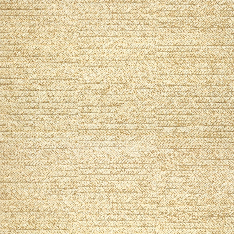 Thibaut Pima Braid — Straw Palm Leaves on Non Woven wallpaper in Straw