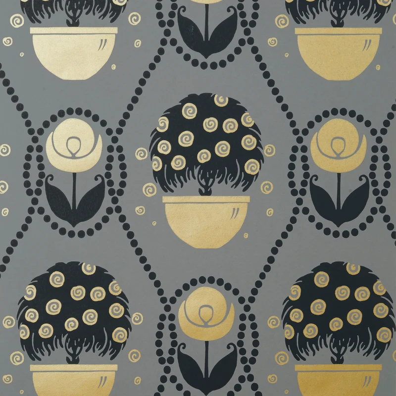 Thibaut Rene — Metallic Gold on Charcoal Non Woven Wallpaper wallpaper in Metallic Gold on Charcoal