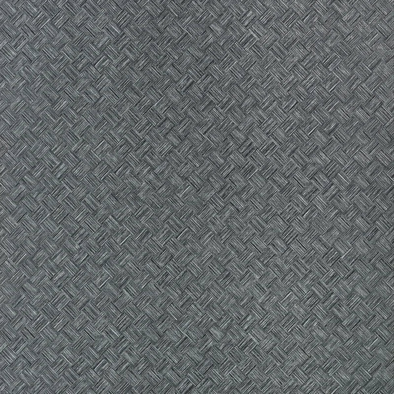 Thibaut Saddle Weave — Black and Silver Embossed Vinyl on Non Woven wallpaper in Black and Silver