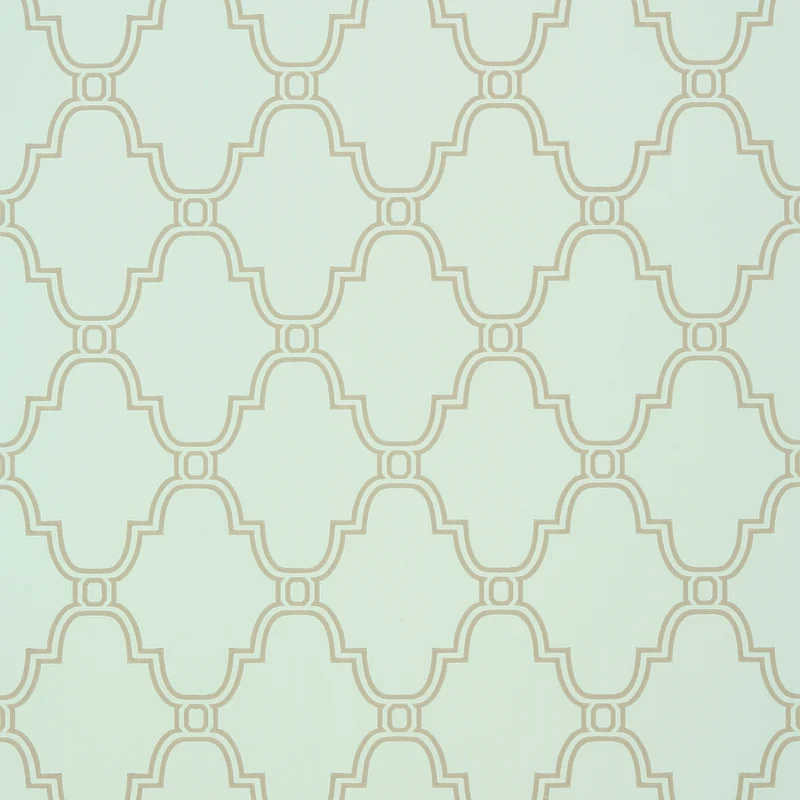 Thibaut Stanbury Trellis — Linen on Aqua Wallpaper wallpaper in Linen on Aqua