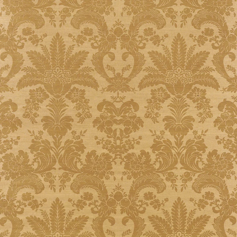 Thibaut West Indies Damask — Metallic Gold on Camel Printed Sisal wallpaper in Metallic Gold on Camel