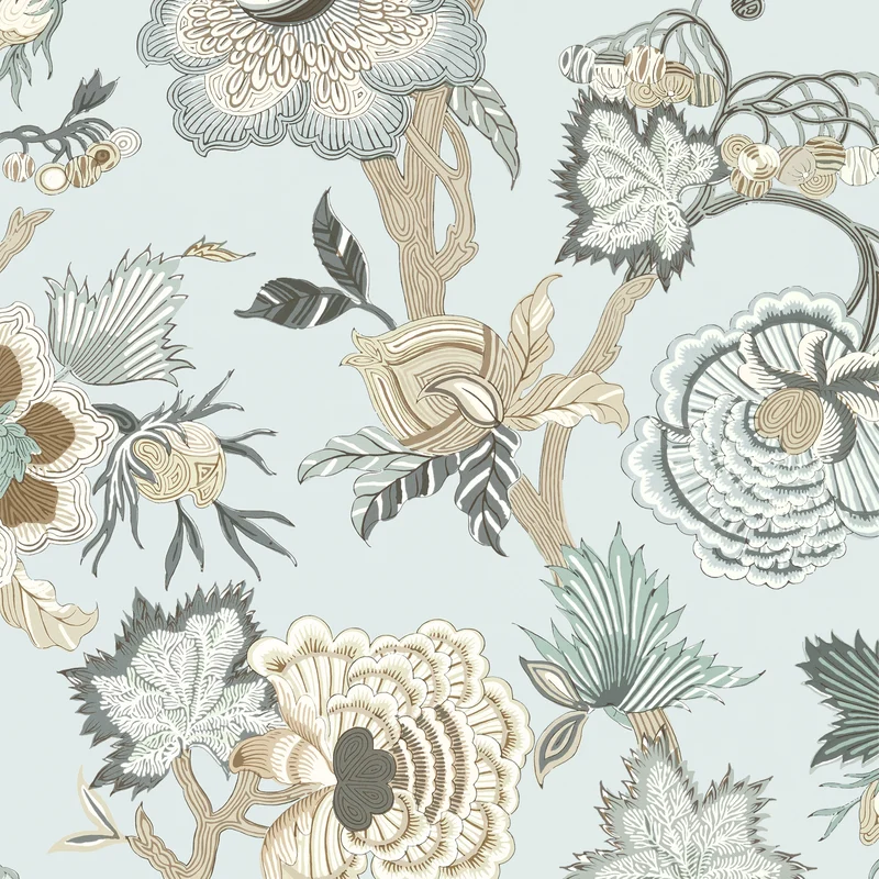 Thibaut Indienne Jacobean — Robin'S Egg Non Woven wallpaper in Robin'S Egg