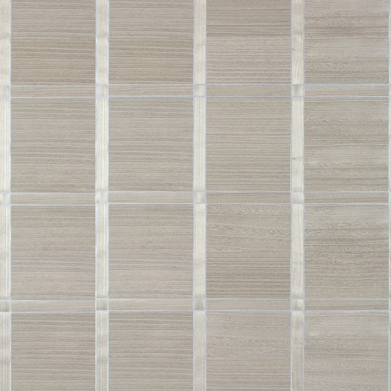 Thibaut Wood Panel — Taupe and Metallic Silver Wood Veneer on Non Woven wallpaper in Taupe and Metallic Silver