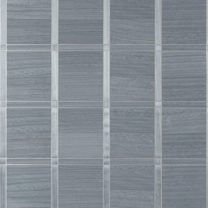 Thibaut Wood Panel — Cadet and Metallic Pewter Wood Veneer on Non Woven wallpaper in Cadet and Metallic Pewter