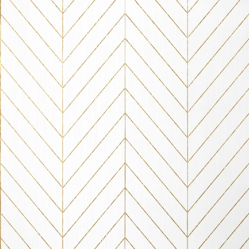 Thibaut Land Bridge — White and Metallic Gold Paper String on Non Woven wallpaper in White and Metallic Gold