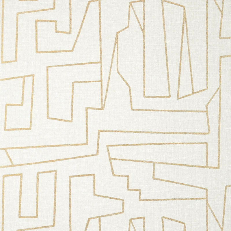 Thibaut Matrix — Metallic Gold on Beige Non Woven wallpaper in Metallic Gold on Beige