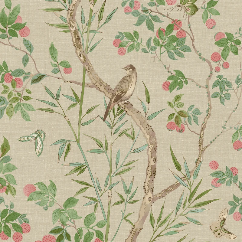 Thibaut Claire — Coral and Green wallpaper