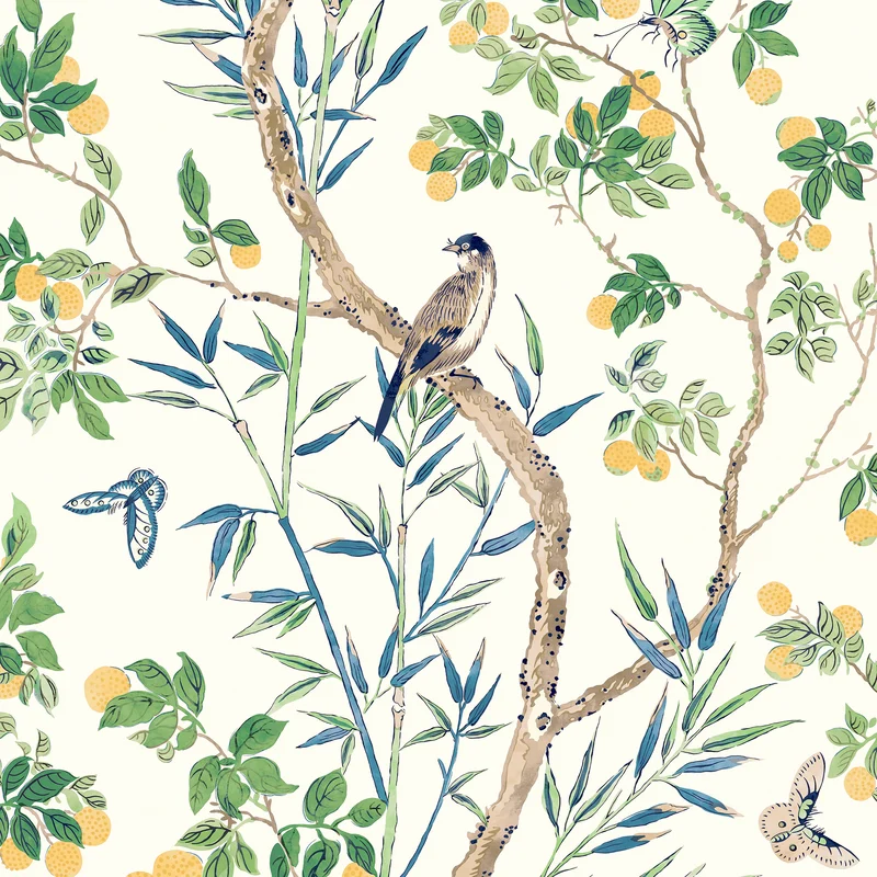 Thibaut Claire — Yellow and Navy Non Woven wallpaper in Yellow and Navy