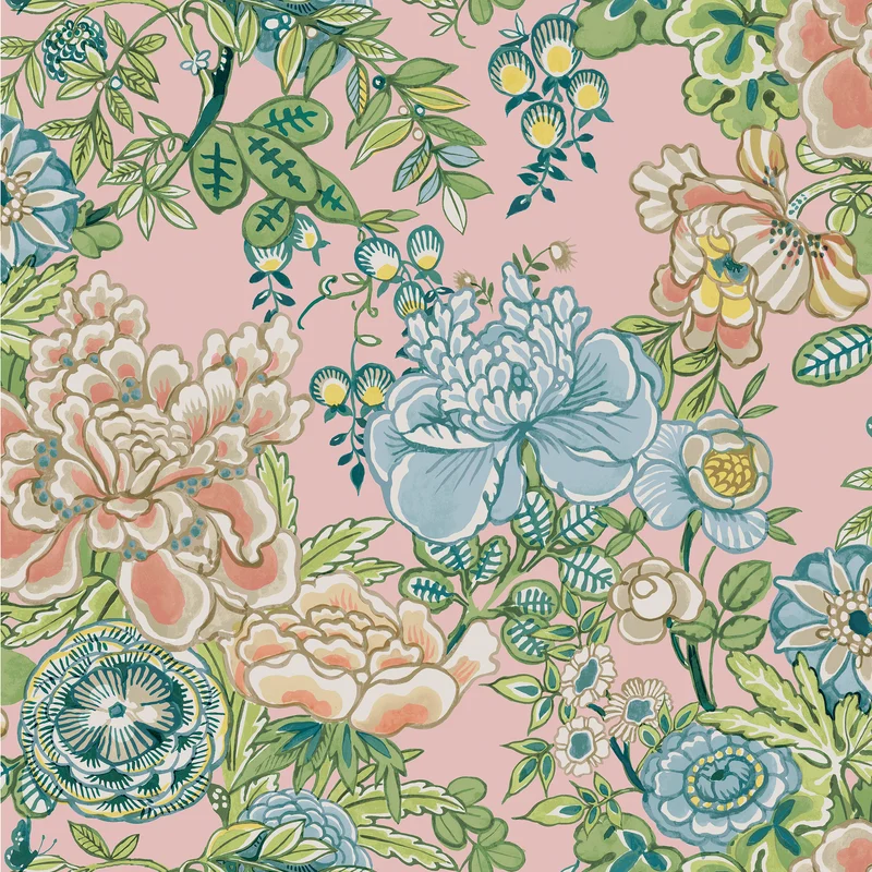 Thibaut Peony Garden — Blush Non Woven wallpaper in Blush
