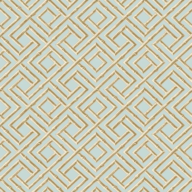 Thibaut French Lattice — Blue and Beige Wallpaper wallpaper in Blue and Beige