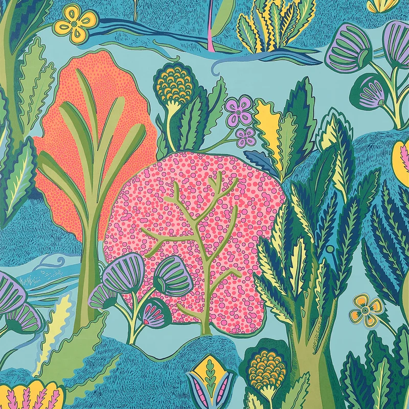 Thibaut Albero — Tangerine and Turquoise Non Woven wallpaper in Tangerine and Turquoise